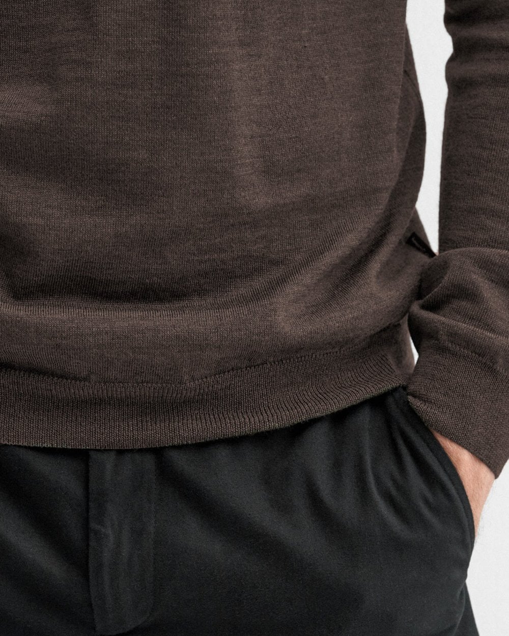 Oliver Sweeney Curragh Mens 1/4 Zip Funnel Neck Merino Wool Jumper - Chocolate