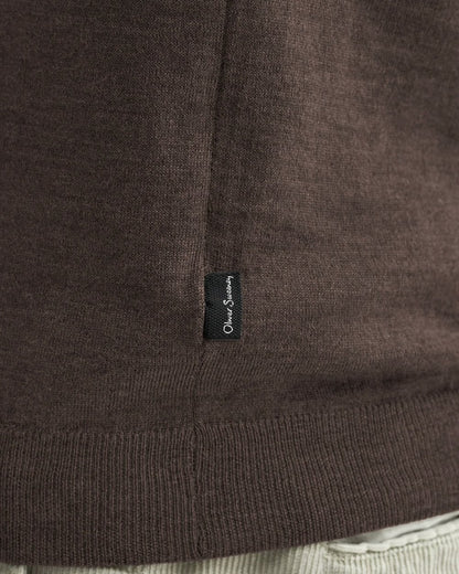 Oliver Sweeney Camber Mens Crew Neck Jumper - Chocolate
