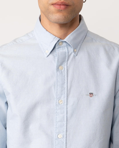 GANT Mens Slim Fit Long Sleeve Oxford Shirt - 455 Light Blue