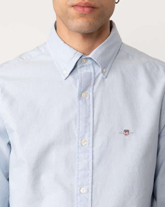 GANT Mens Slim Fit Long Sleeve Oxford Shirt - 455 Light Blue