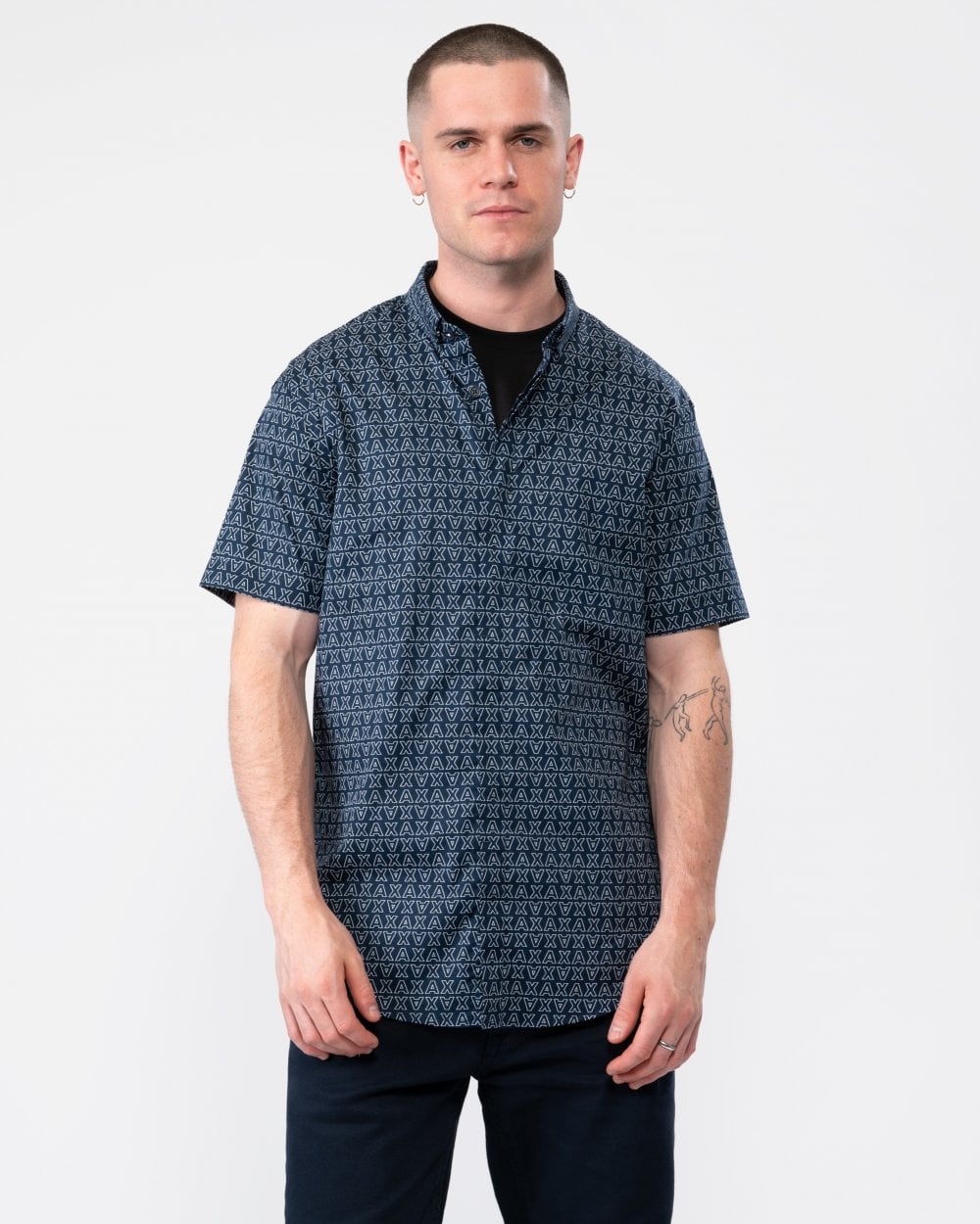 Armani Exchange Mens Short Sleeve AOP Shirt