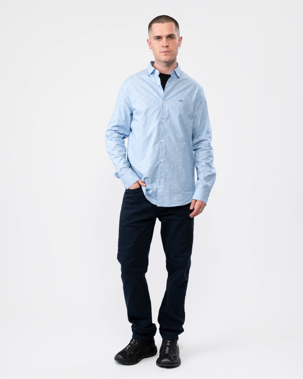 Armani Exchange Mens Long Sleeve Spotted Shirt