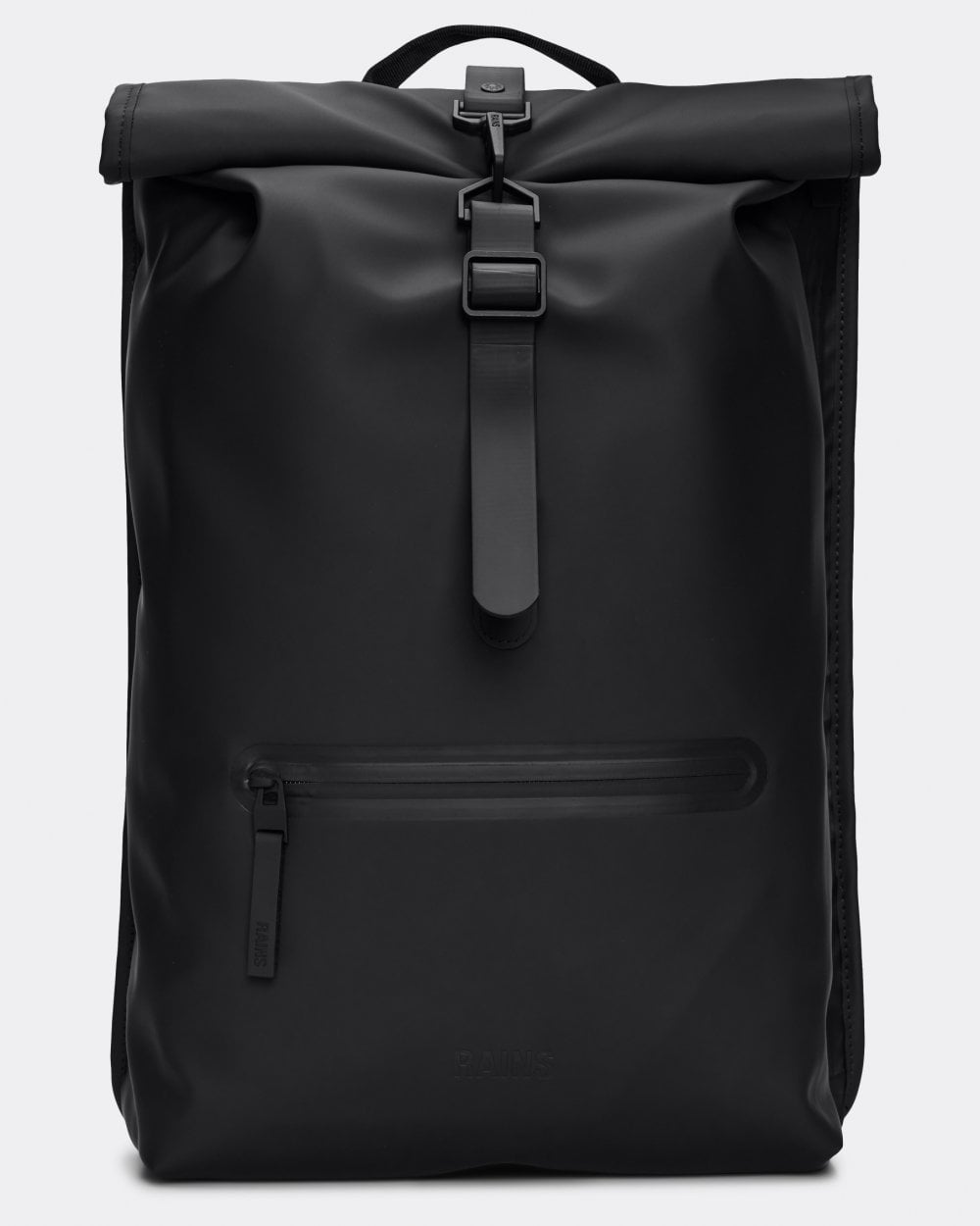 Rains Unisex Rolltop Rucksack - 01 Black - CHO - Designer Unisex Bags