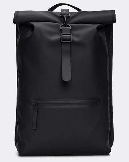 Rains Unisex Rolltop Rucksack - 01 Black