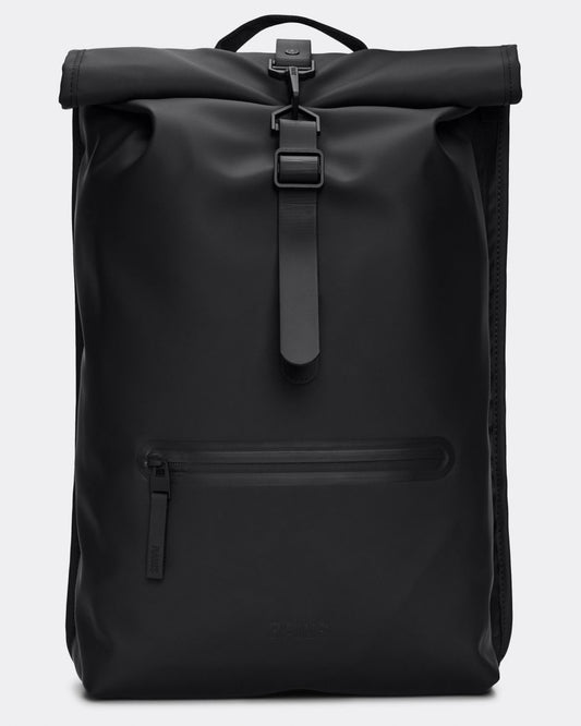 Rains Unisex Rolltop Rucksack - 01 Black