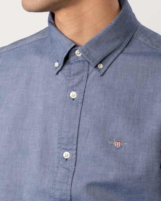 GANT Mens Slim Fit Long Sleeve Oxford Shirt - 423 Persian Blue