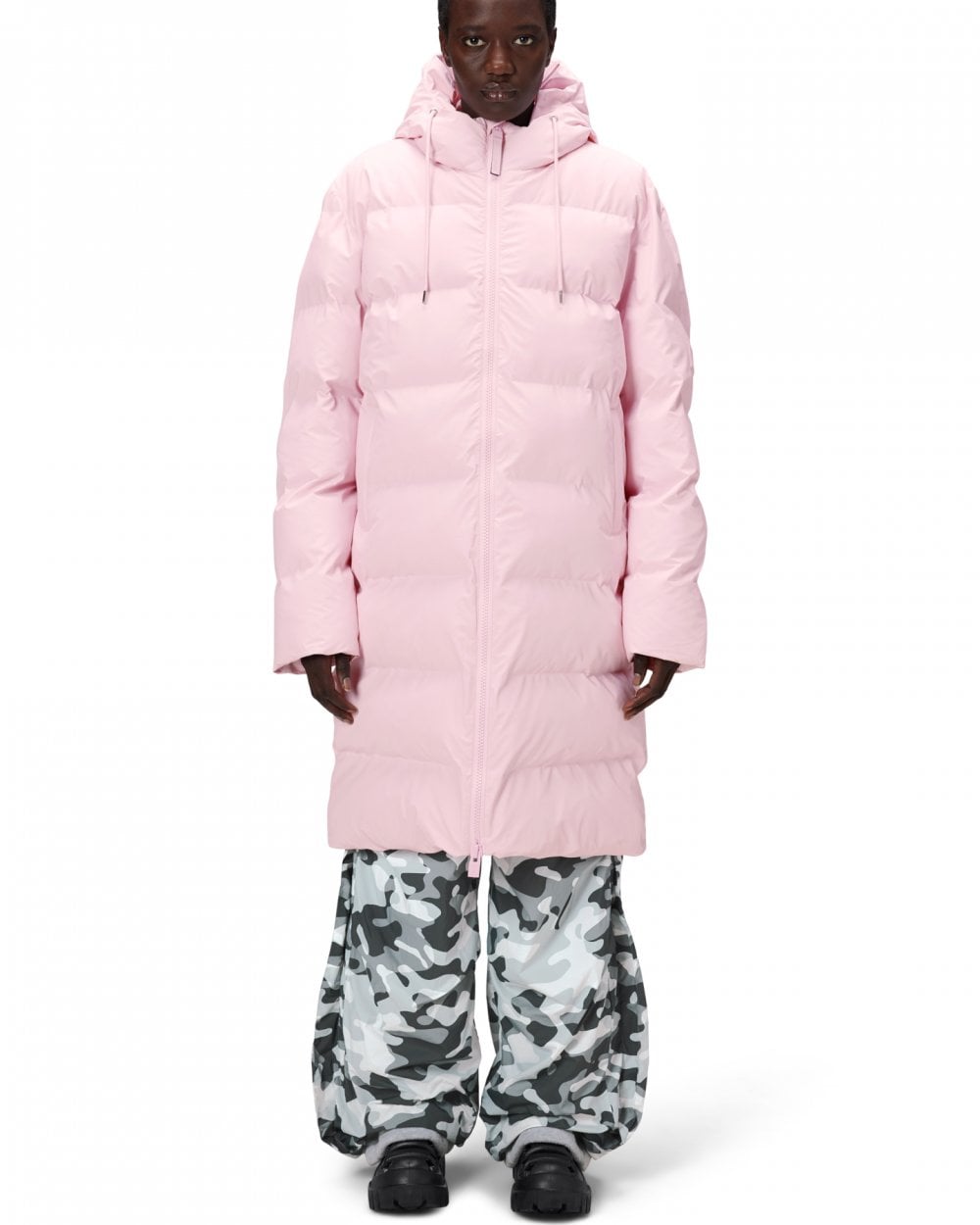 Rains Alta Long Unisex Puffer Jacket - 78 Candy