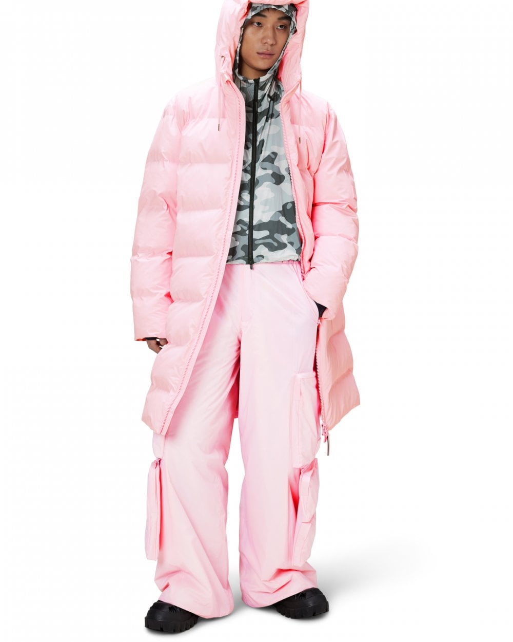 Rains Alta Long Unisex Puffer Jacket - 78 Candy