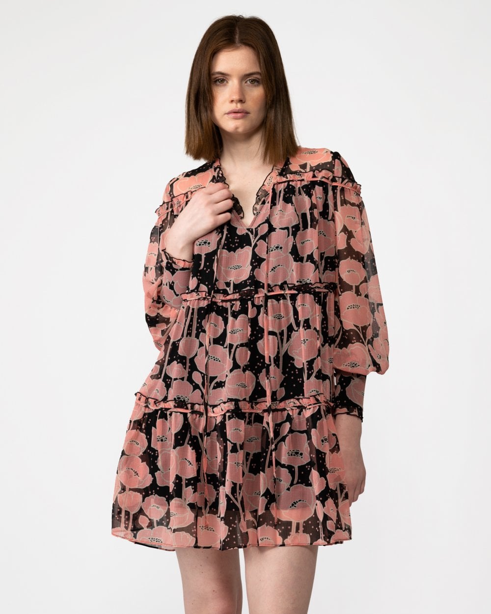 Ted Baker Sandror Womens Swing Mini Dress With Ruffled Tiers
