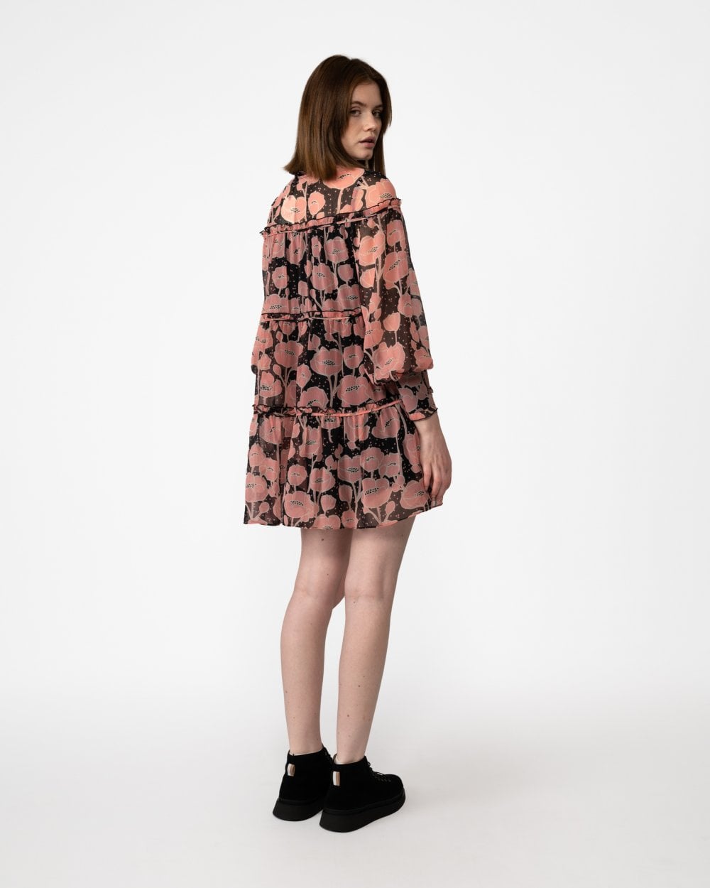 Ted Baker Sandror Womens Swing Mini Dress With Ruffled Tiers