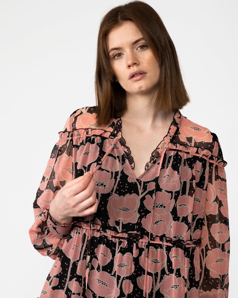 Ted Baker Sandror Womens Swing Mini Dress With Ruffled Tiers