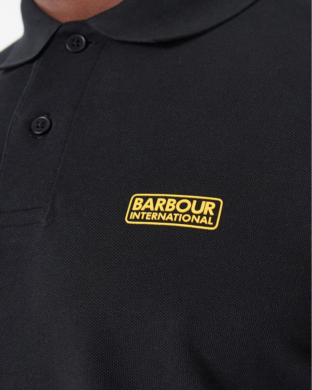 Barbour International Essential Short Sleeve Mens Polo - Black/Yellow