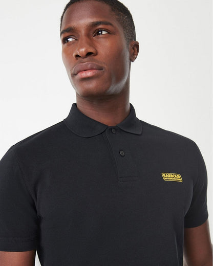 Barbour International Essential Short Sleeve Mens Polo - Black/Yellow