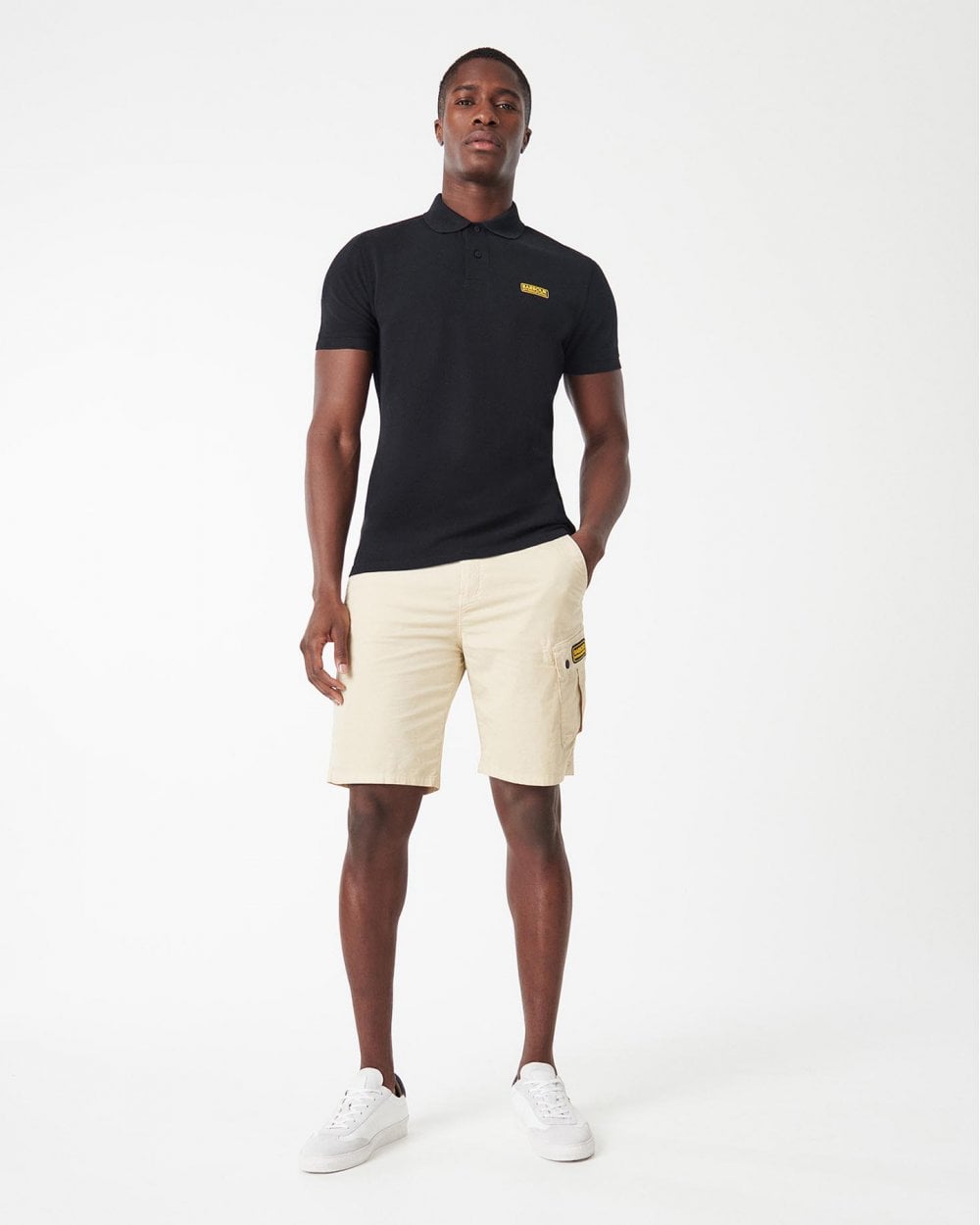 Barbour International Essential Short Sleeve Mens Polo - Black/Yellow