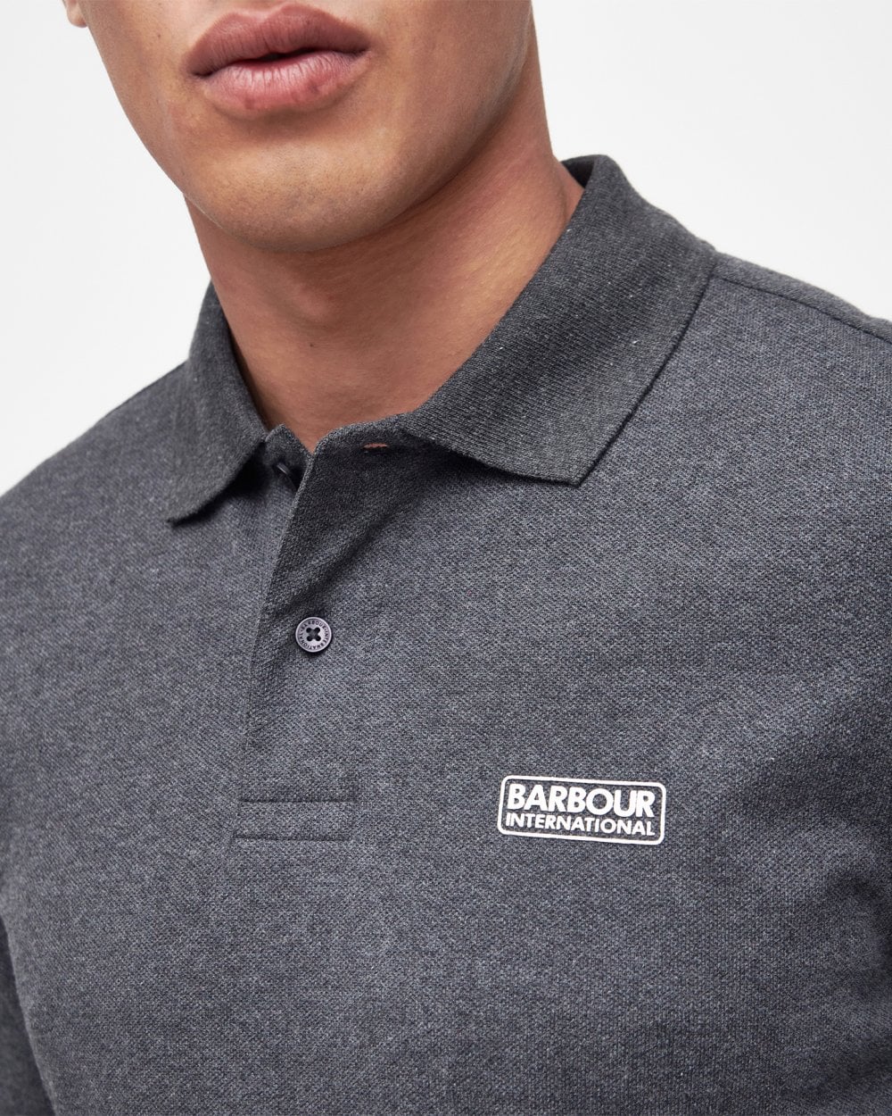 Barbour International Essential Mens Long Sleeve Polo - Asphalt Marl