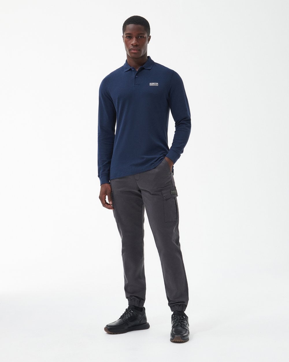 Barbour International Essential Mens Long Sleeve Polo - International Navy
