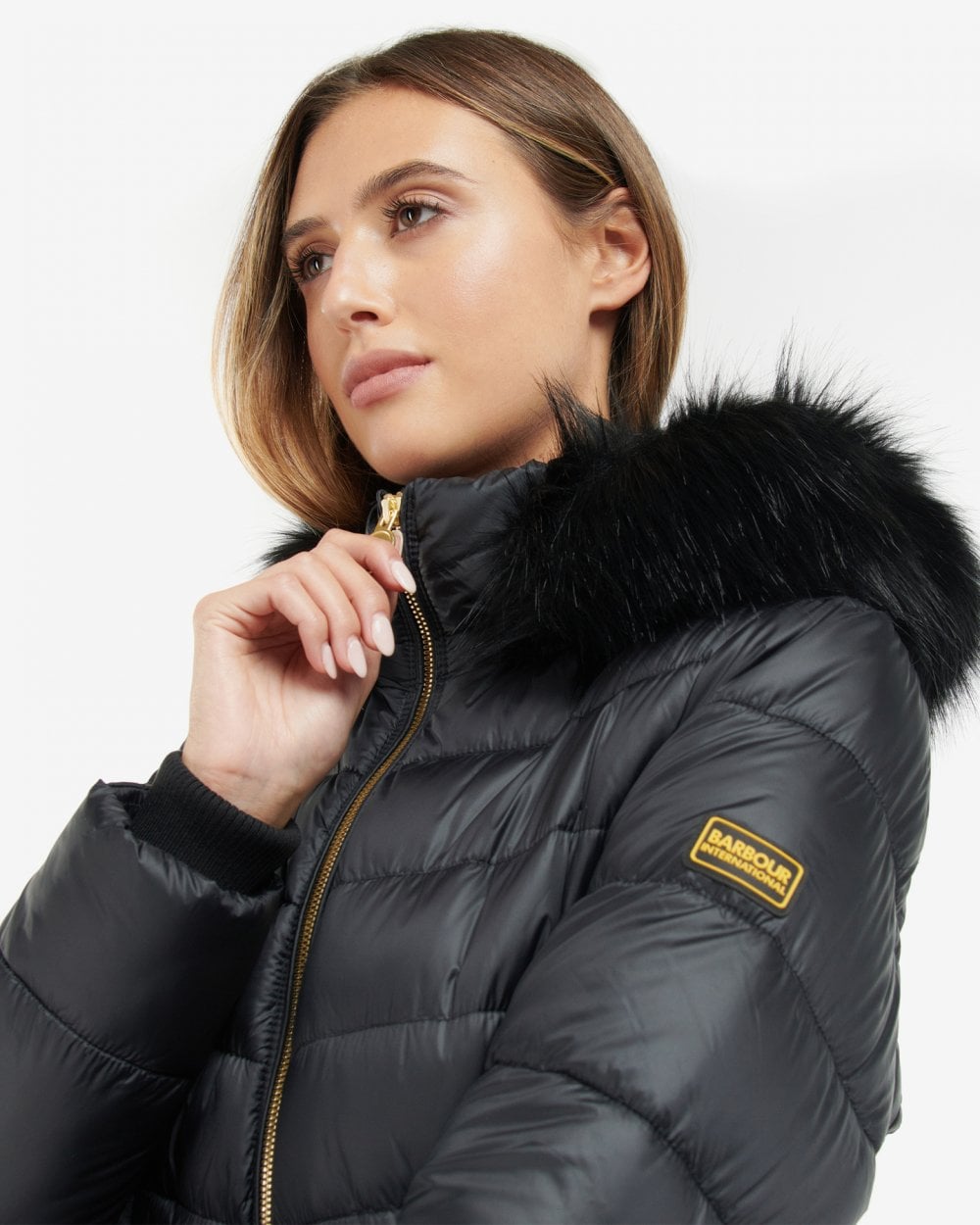 Fur Hood Barbour Black Coat Womens Barbour International Island
