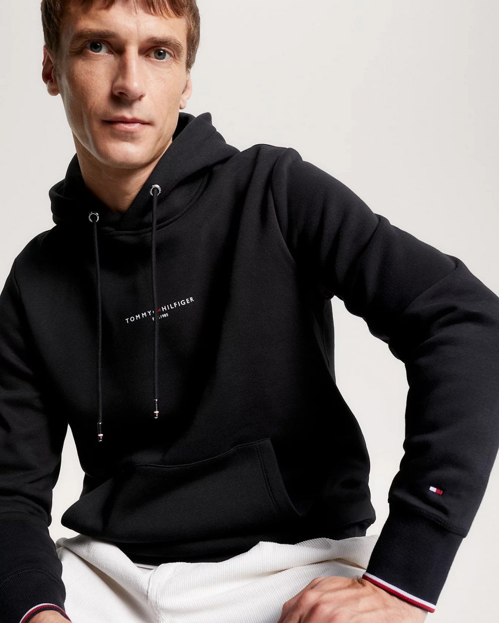 Tommy Hilfiger Tommy Logo Tipped Mens Hoodie - Black