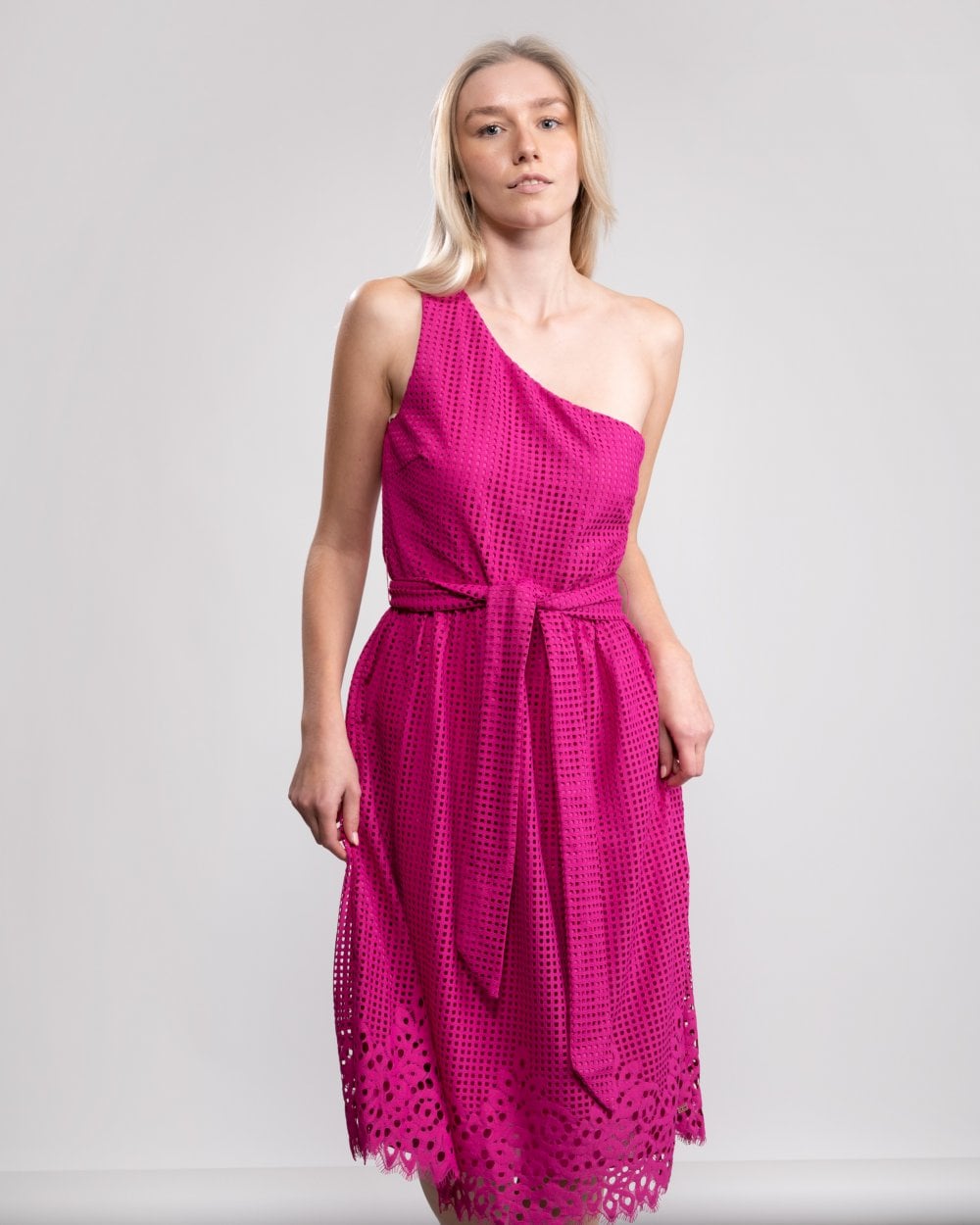 tommy hilfiger one shoulder dress Tommy Hilfiger ~ Pink Silk Floral One Shoulder Shift Party Dress 14 NEW $180