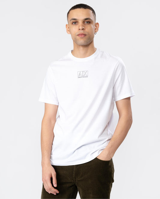 Armani Exchange Mens AX Outline Logo T-Shirt - White
