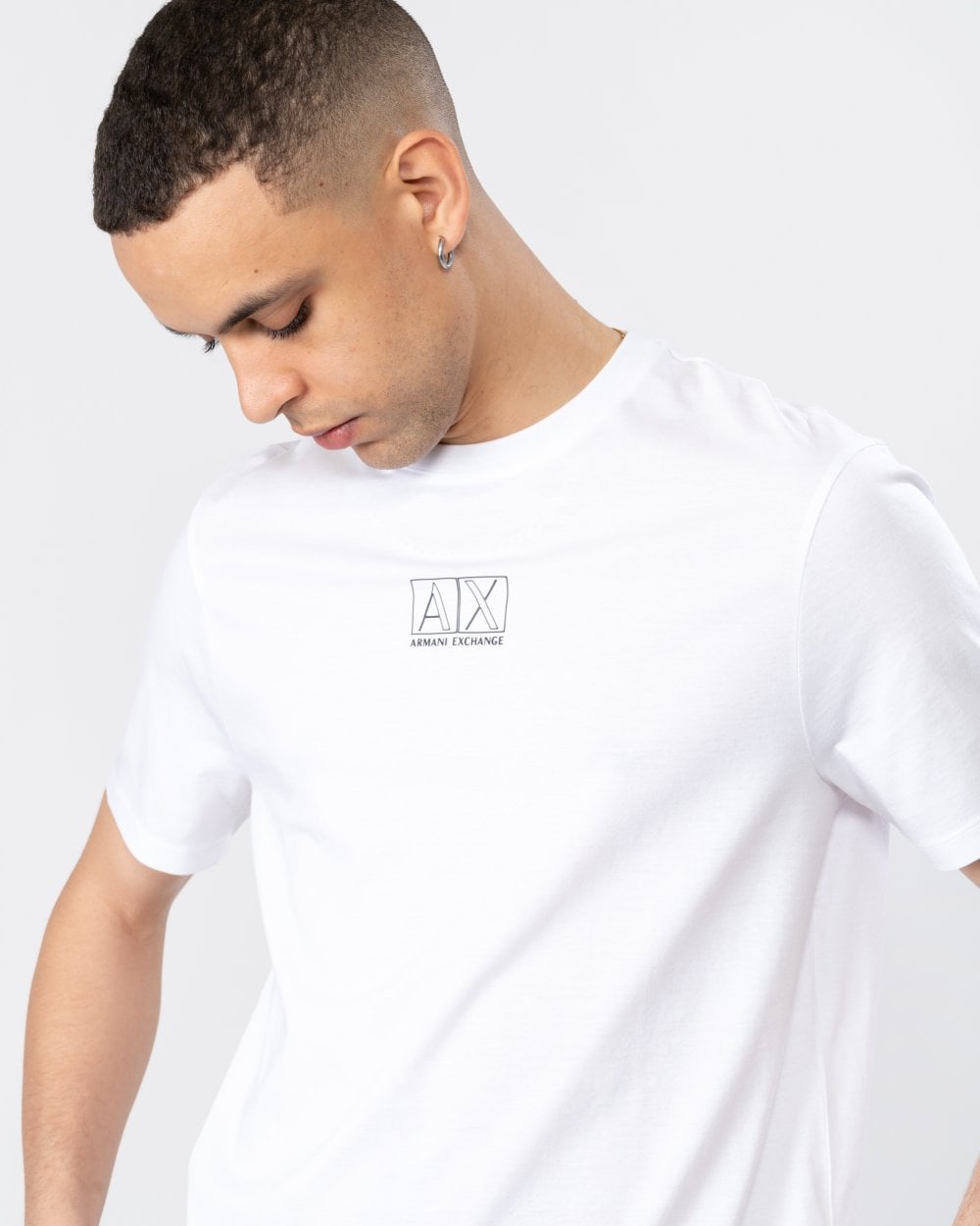 Armani Exchange Mens AX Outline Logo T-Shirt - White