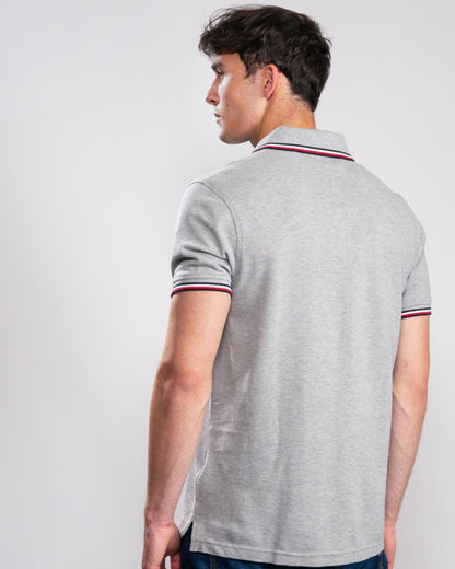 Tommy Hilfiger Slim Mens Tipped Polo - Medium Grey Heather