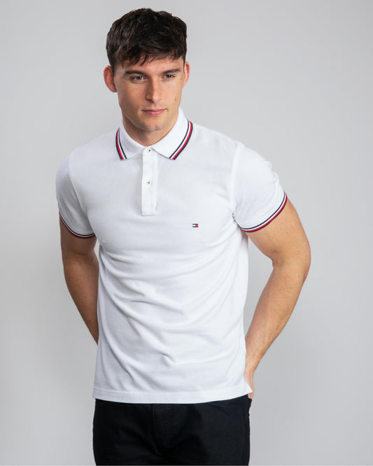 Tommy Hilfiger Slim Mens Tipped Polo - White
