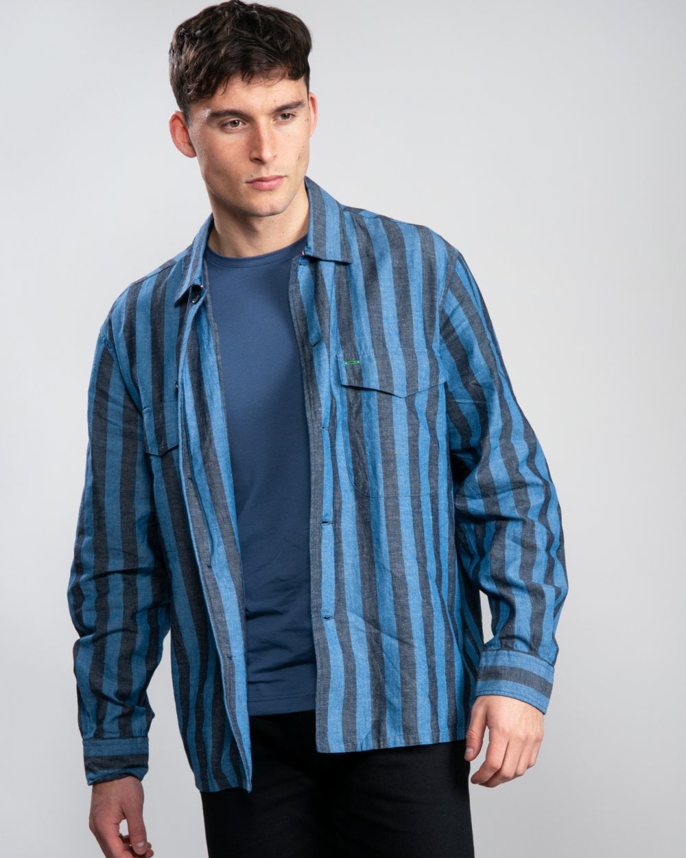 Tommy Hilfiger Striped Cotton and Linen Mens Shirt