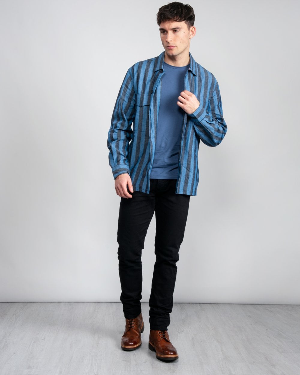 Tommy Hilfiger Striped Cotton and Linen Mens Shirt