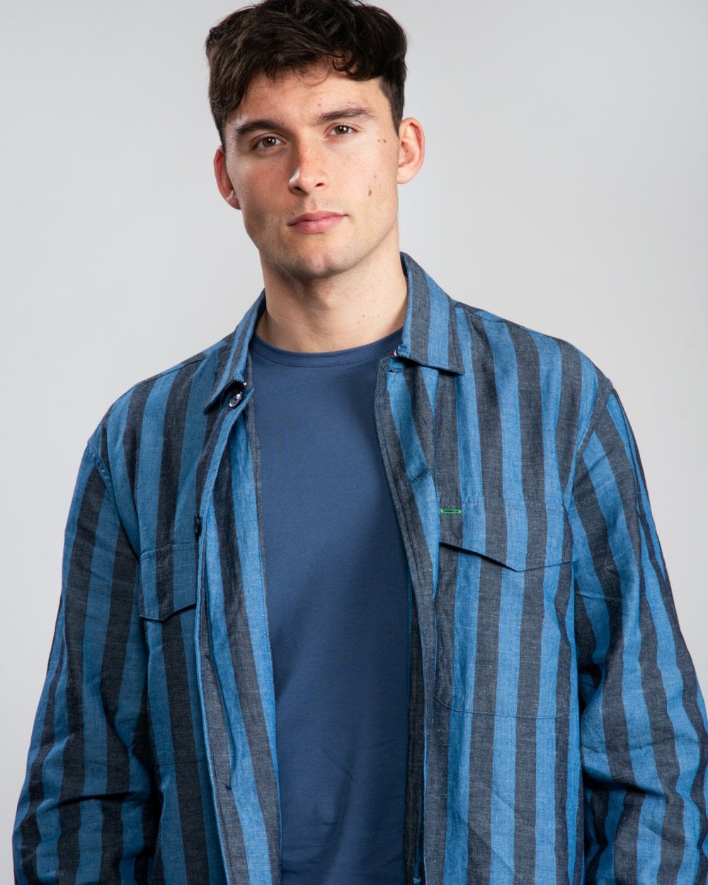 Tommy Hilfiger Striped Cotton and Linen Mens Shirt