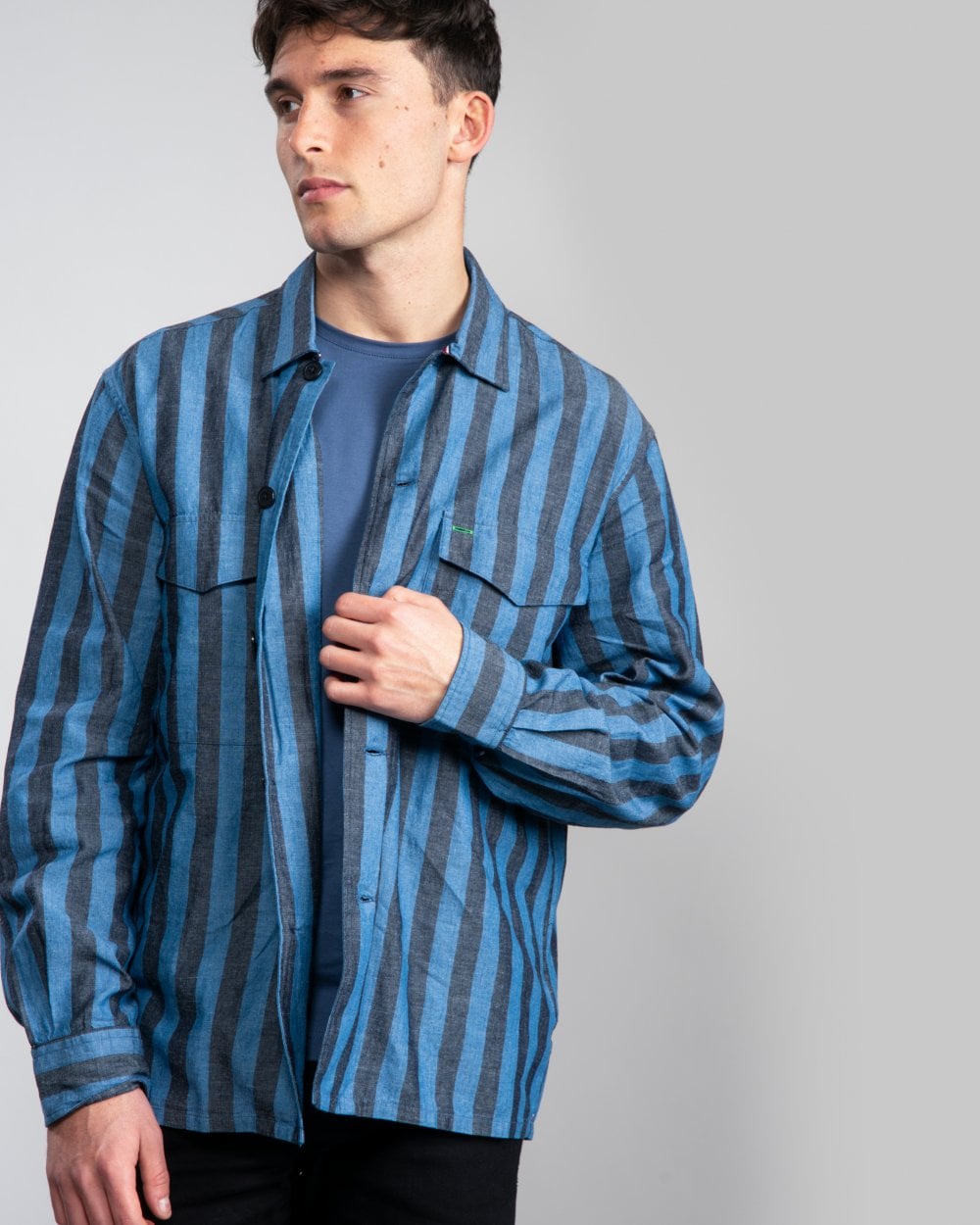 Tommy Hilfiger Striped Cotton and Linen Mens Shirt