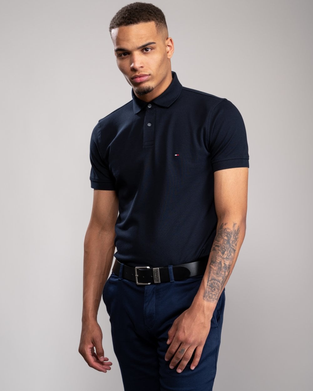 Tommy Hilfiger 1985 Regular Fit Mens Polo - Desert Sky - CHO - Designer Mens Short Sleeve Polo Shirts