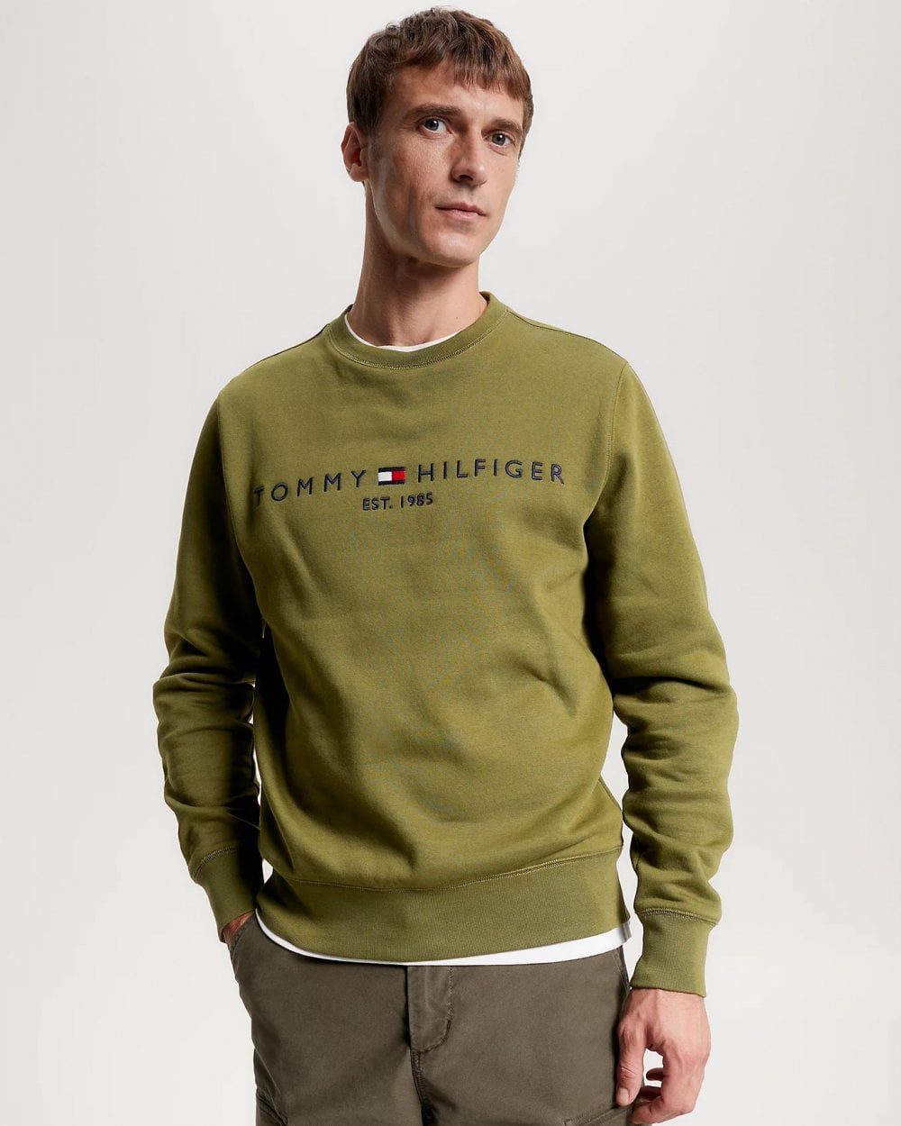 Tommy Hilfiger Tommy Logo Mens Sweatshirt - Putting Green