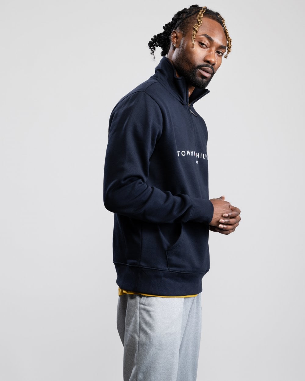 Tommy Hilfiger Tommy Logo Mockneck Mens Sweatshirt - Desert Sky