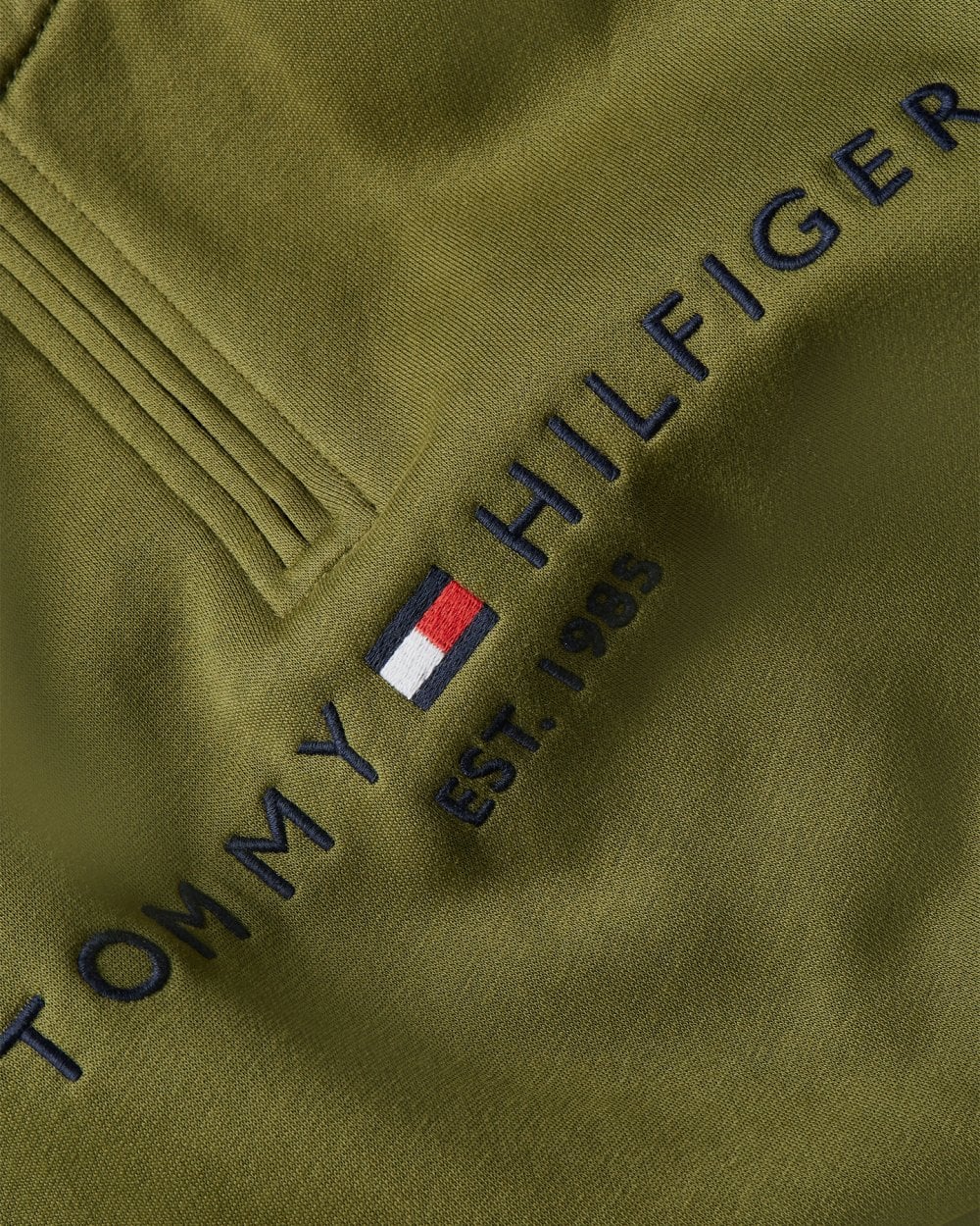 Tommy Hilfiger Tommy Logo Mockneck Mens Sweatshirt - Putting Green