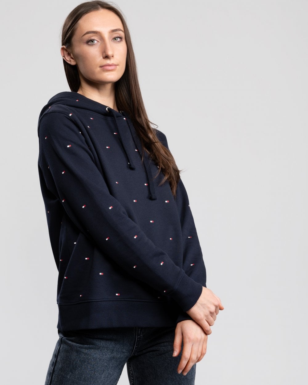 Tommy Hilfiger Womens Flag Print Hoodie