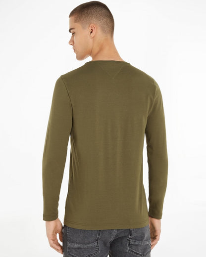 Tommy Hilfiger Stretch Slim Fit Mens Long Sleeve T-Shirt - Putting Green