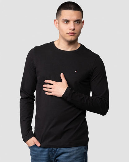 Tommy Hilfiger Stretch Slim Fit Mens Long Sleeve T-Shirt - Black
