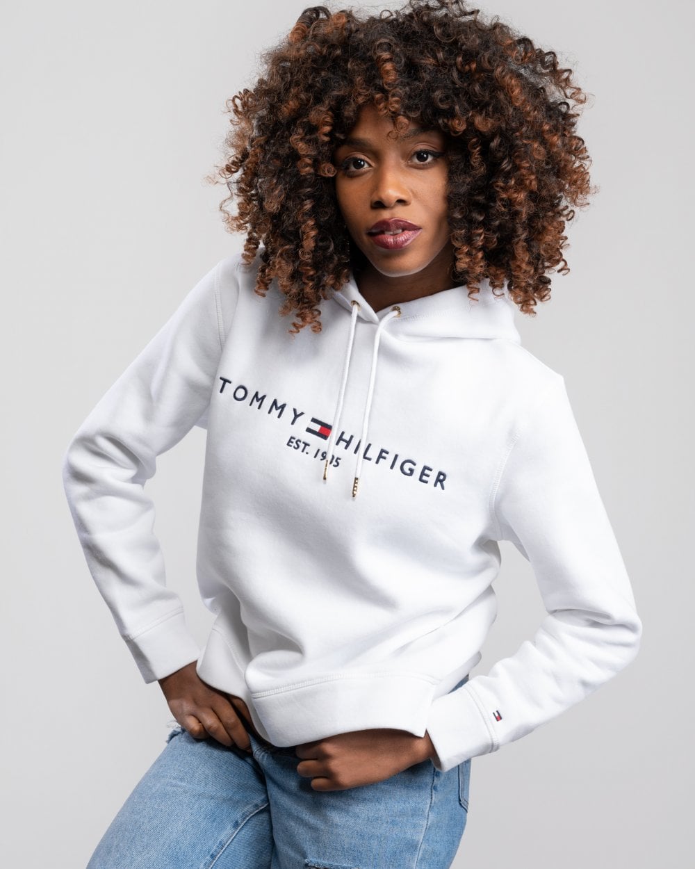 Tommy Hilfiger Heritage Logo Womens Hoodie - White