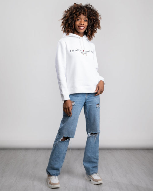 Tommy Hilfiger Heritage Logo Womens Hoodie - White