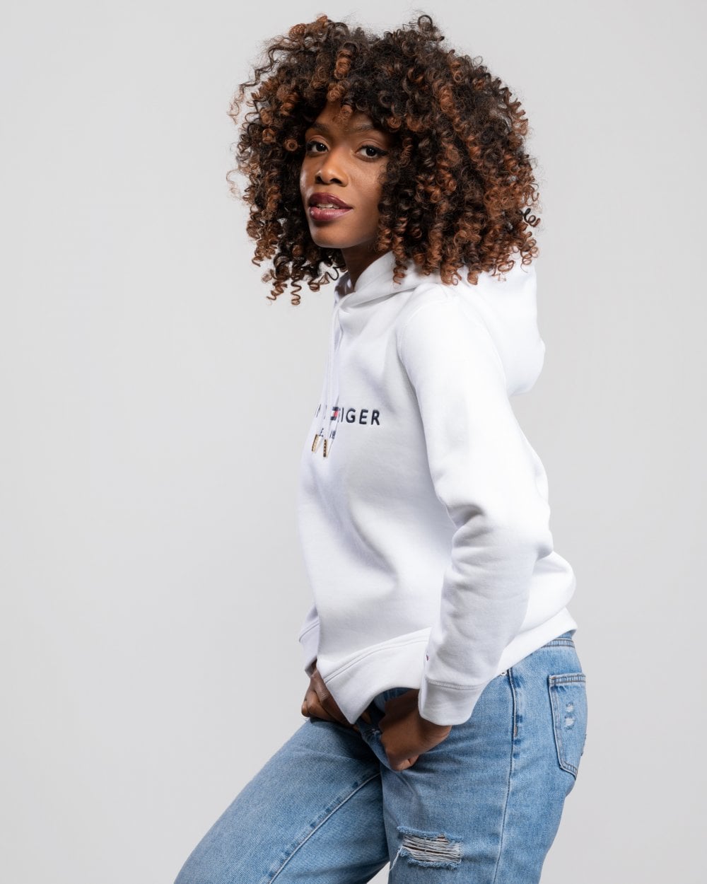 Tommy Hilfiger Heritage Logo Womens Hoodie - White