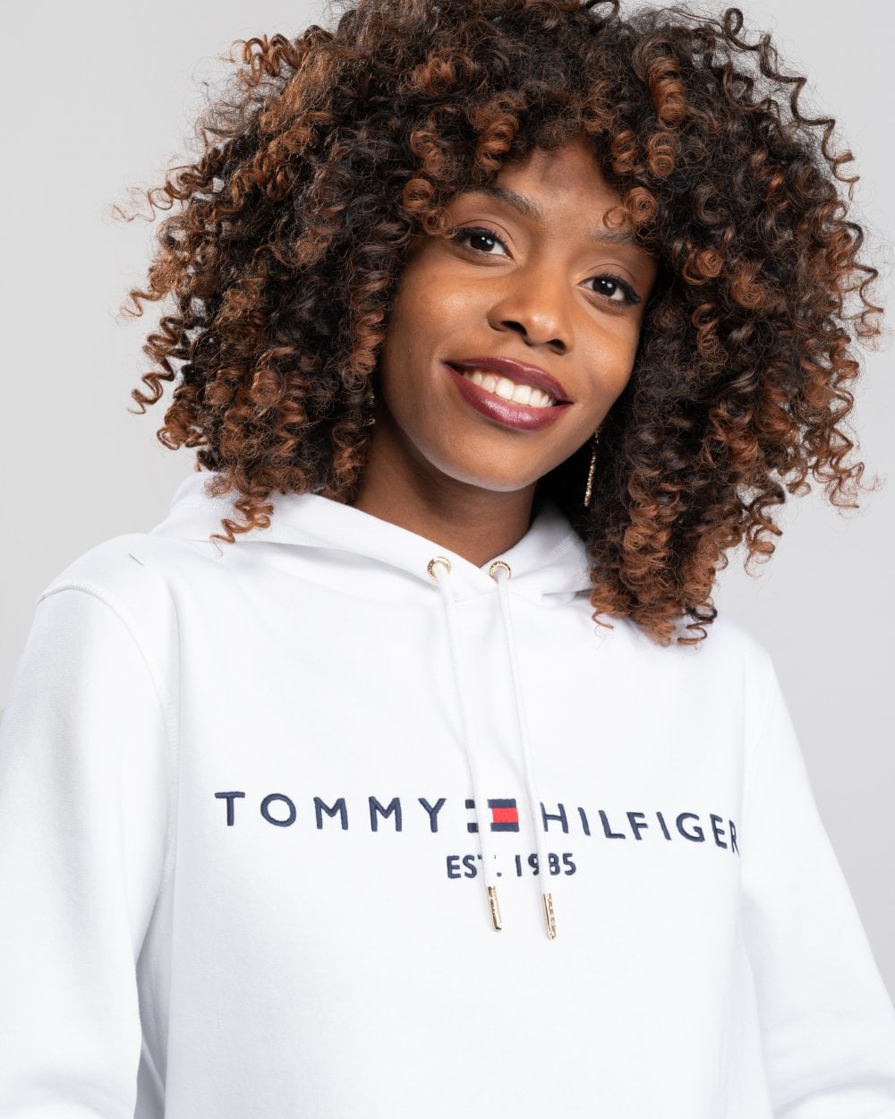 Tommy Hilfiger Heritage Logo Womens Hoodie - White