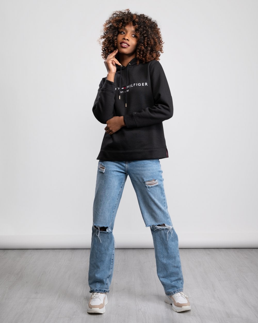 Tommy Hilfiger Heritage Logo Womens Hoodie - Black