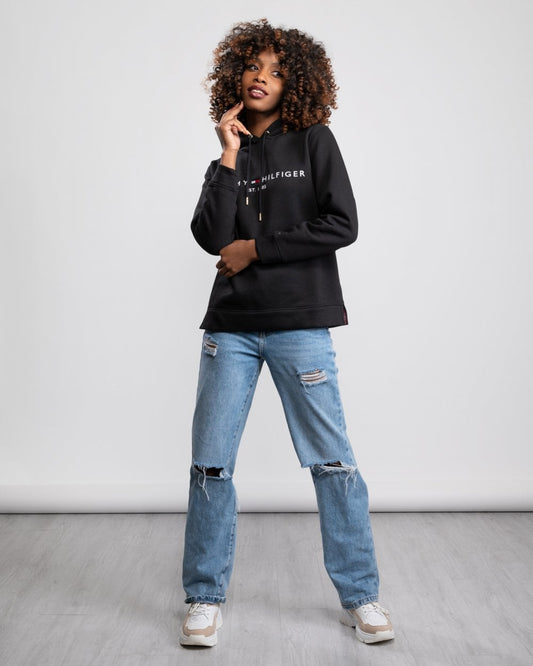 Tommy Hilfiger Heritage Logo Womens Hoodie - Black
