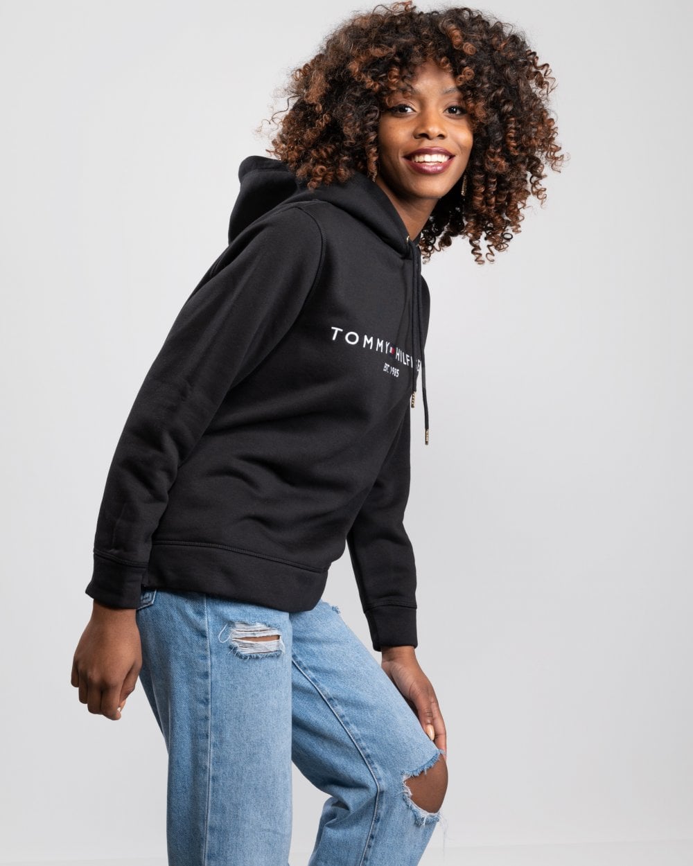 Tommy Hilfiger Heritage Logo Womens Hoodie - Black