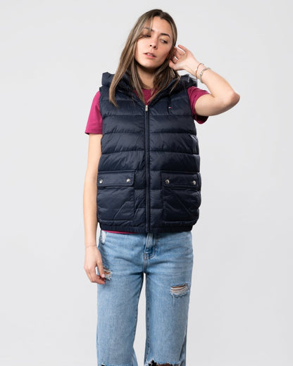 Tommy Hilfiger Lightweight Padded Womens Hooded Vest - Desert Sky