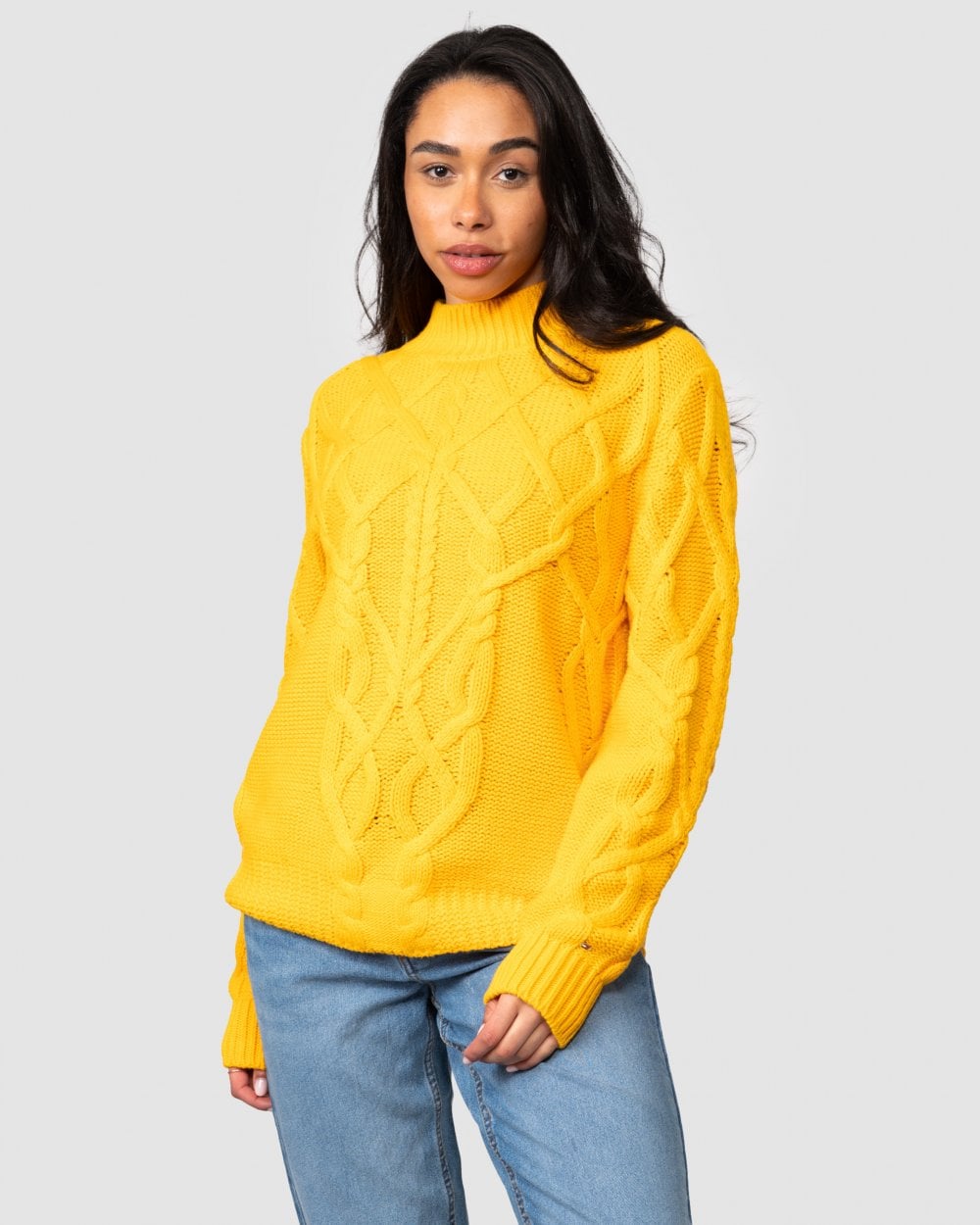 Tommy Hilfiger Relaxed Cable Womens Mockneck Jumper