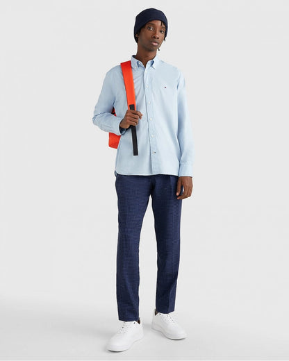 Tommy Hilfiger Core Flex Mens Long Sleeve Poplin Shirt - Calm Blue