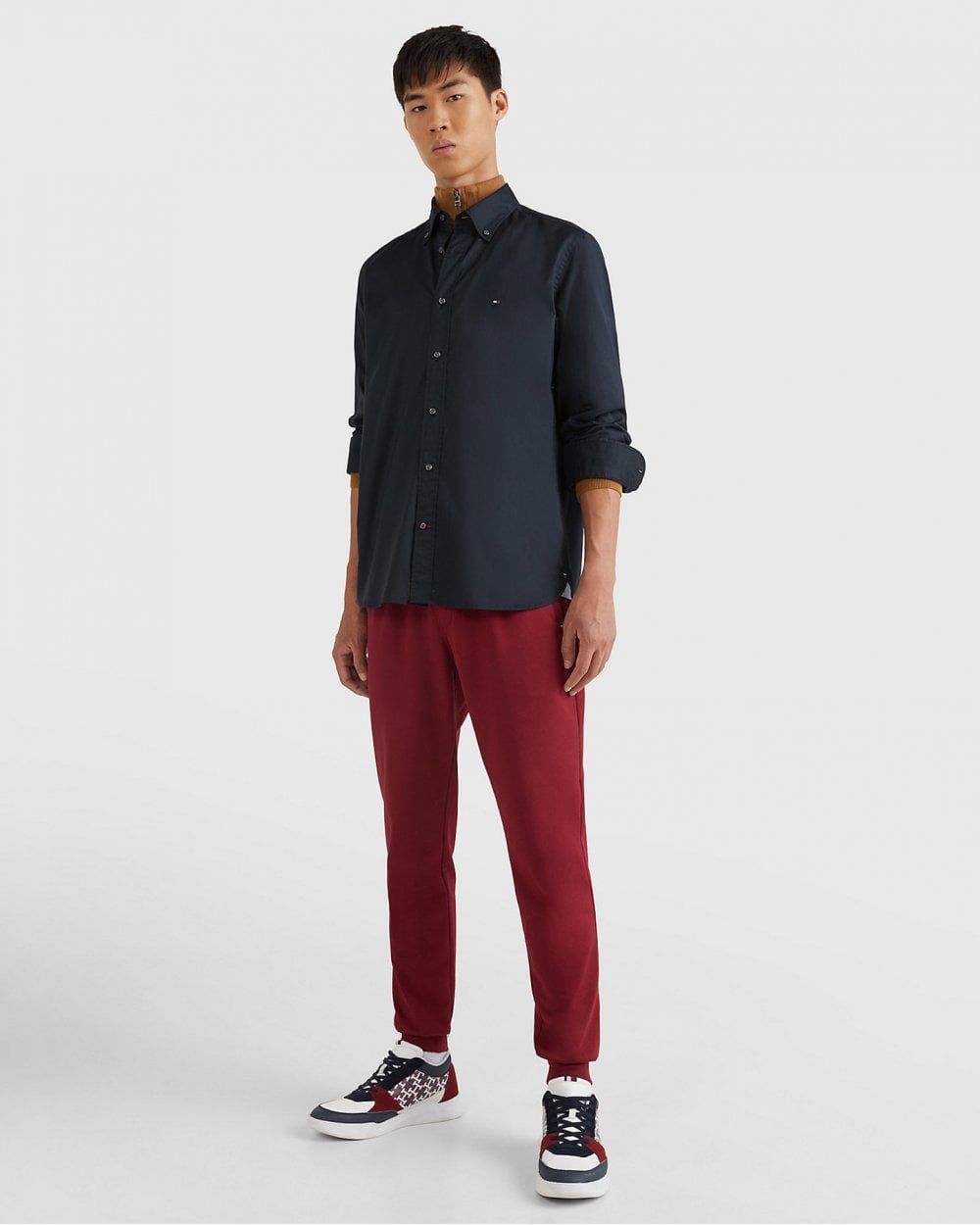 Tommy Hilfiger Core Flex Mens Long Sleeve Poplin Shirt - Black