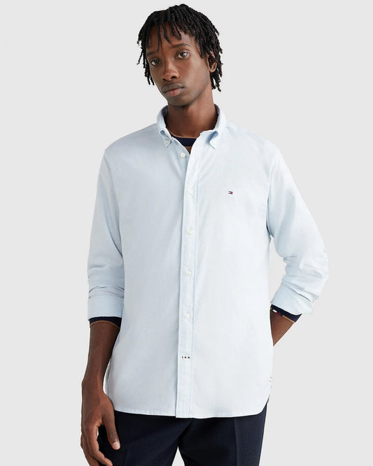 Tommy Hilfiger Core 1985 Flex Mens Long Sleeve Oxford Shirt - Calm Blue